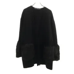 ZARA KNIT ザラニット 長袖 ファー付き ニットカーディガン S ブラック レディース 古着
