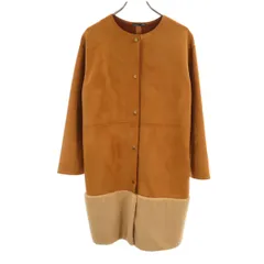 ZARA ザラ ノーカラー スエード コート M キャメル レディース 古着
