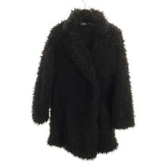 ZARA ザラ フェイク ファーコート XS ブラック レディース 古着