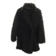 ZARA ザラ フェイク ファーコート XS ブラック レディース 古着
