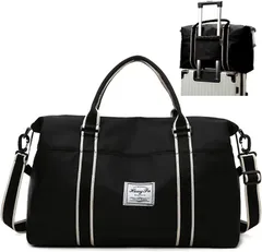 kochika ボストンバッグ 大容量 2way ショルダーベルト付き キャリーオンできる 撥水加工 乾湿分離 防水ポケット スポーツバッグ ジムバッグ 旅行カバン 修学旅行 男女兼用 ユニセックス (ブラック)