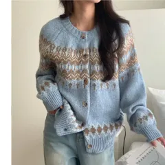 (当日※メルカリshop取引では対象外) 5700 ノルディック 厚手カーディガン - ライトブルー