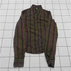 ◇ ⊂ 【ユナイテッドカラーズオブベネトン】ストライプシャツ レディース 長袖 Mサイズ マルチカラー系 E  【1509190007596】