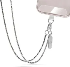 [X-Lounge] 携帯ストラップ チェーンストラップ 軽量の80gスマホストラップ スマホショルダー用 バック用 切れにくい オシャレな見た目 専用パッケージ包装 パッチ２枚付き (シルバー)