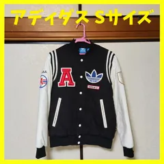 adidas アディダス スタジャン 切替 黒 白 青 赤 ワッペン デカロゴ メンズ Sサイズ