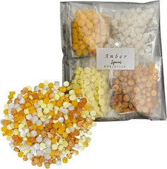 WAN　1　dream 大容量約200粒 54g選べる20色セット 宝石風カラー 封蝋 スタンプ用 ワックスビーズ おしゃれ アンティーク風 ハンドメイド ラッピング用 (Amber-Special,  シーリングワックス)