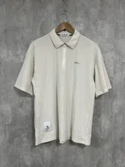 nano universe bpm ナノユニバースゴルフ ストライプ柄 ハーフジップ 半袖 ポロシャツ sizeM/白 ■◆ メンズ