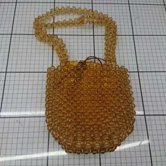 ◇ ⊂ マドモアゼル ビーズバッグ 巾着付き アンバー系 ハンドバッグ レディース E  【1509190041293】