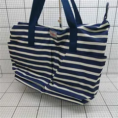 ◇ Θ 【キャスキッドソン Cath Kidston】ストライプ トートバッグ ネイビー系 大容量 レディース E  【1509190045048】