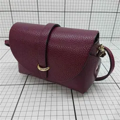 ◇ Θ レザー ショルダーバッグ ワインレッド系 ゴールド金具 レディース レディース E  【1509190045949】