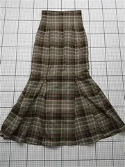◇ ⊇ 【ムルーア MURUA】チェック柄マーメイドスカート XSサイズ ベージュ系 レディース E  【1509190047202】