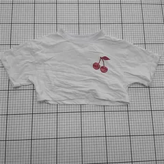 ◇ ⊂ 【シュリタ shrIta】MN436030SR チェリー刺繍 クロップドTシャツ Sサイズ ホワイト系 レディース E  【1509190048018】
