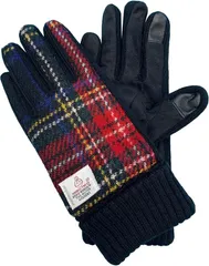 nature et evoluer ハリスツイード Harris Tweed レディース 手袋 スマホ対応 ニットマチ (ブルーチェック,  M)のサムネイル