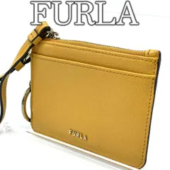 フルラ FURLA レザー カードケース IDポケット ストラップ付き コインケース 小銭入れ パスケース キーリング付 定期入れ コンパクト ミニ財布 本革 マスタード イエロー