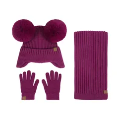 冬用帽子 帽子 スカーフ 手袋 キッズ 女の子 男の子 3点セット 5色 タッチスクリーングローブ ニット帽 毛玉 ネックウォーマ