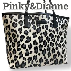 【極美品】Pinky&Dianne ピンキー&ダイアン　トートバッグ　肩掛けバッグ　 花柄　斑点模様　総柄　ホワイト　ブラックレザー　PVC 大容量　A4　お出かけ　普段使い　日常使い　レディース　通勤　通学　おでかけ　おしゃれ　カバン　鞄　かばん　ブランドのサムネイル