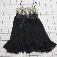 ◇ ⊂ アクシーズファム axes femme レース切替リボンワンピース ブラック系 M レディース E  【1511110018537】