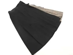 w closet ダブルクローゼット グレンチェック 切替 巻き ラップ スカート sizeF/黒ｘグレー ◇■ レディース