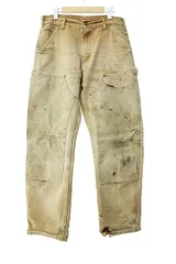 カーハート carhartt VINTAGE ヴィンテージ 00s ダック ダメージ加工 ダブルニー ペインター ワーク パンツ B01BRN 32×32 ベージュ ブランド古着ベクトル 中古250311