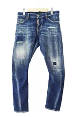 ディースクエアード DSQUARED2 Sexy Twist Jean セクシー ツイスト ダメージ ステッチ ペイント加工 スリム デニム パンツ ジーンズ 4SL74LBG0596 44 インディゴ ブルー ブランド古着ベクトル 中古☆AA★●251101