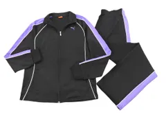 PUMA プーマ 3点 ジャージ上下 ハーフパンツ セットアップ sizeL/黒ｘ紫 ◇■ レディース
