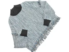 ZARA ザラ ツイード フリンジ モックネック プルオーバー カットソー sizeXS/緑ｘ黒 ◇■ レディース