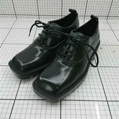 ◇ Θ チャールズ＆キース CHARLES & KEITH スクエアトゥレースアップシューズ ブラック系 レディース E  【1511110031277】