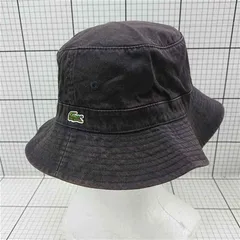 ◇ Θ LACOSTE ラコステ シンプル ロゴ バケットハット ブラック系 サイズ58.5cm レディース E  【1511250000508】