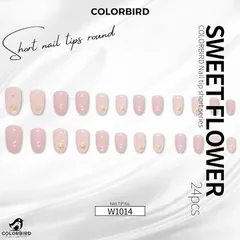 COLORBIRD ネイルチップ ショート 24枚 付け爪 短め 可愛い ポイント (ピンク,  ショート)