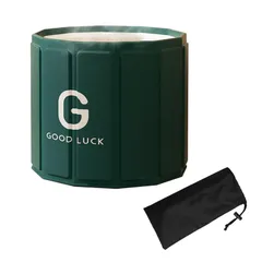 新品 ポータブルバスタブ 収納袋付 ポータブル浴槽 お風呂 折り畳み浴槽 組み立て簡単 保温効果 5層構造 パネル 折りたたみ コンパクト プール サウナ 水風呂 災害時にも グリーン (Lサイズ(W 80cm x H 65cm)収納袋付)