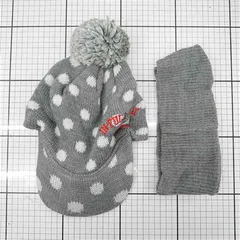 ◇ ⊇ ルコックスポルティフ ドット柄 刺繍 ニットキャップ 帽子 グレー系 サイズフリー(55cm-57cm) レディース E  【1511250002298】