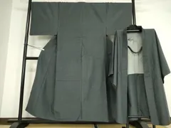 平和屋着物●男性　紬　アンサンブル　長羽織　霞文　正絹　逸品　DAAY9966az