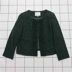 ◇ Θ クチュールブローチ 可愛い系 長袖 ノーカラー長袖ジャケット サイズ36 ブラック系 レディース E  【1511250002786】のサムネイル