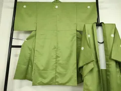 平和屋着物●男性　色紋付　長羽織セット　紗綾型地紋　青丹色　キングサイズ　洗える着物　DABA4006az