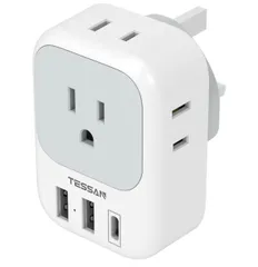 変換プラグ bfタイプ TESSAN 海外用 コンセント 変換 bfタイプ Type-Cポート付き 変換プラグ bf イギリス/シンガポール/香港/マレーシア/マカオなどの地域に対応