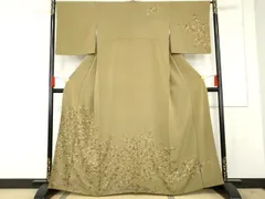 平和屋着物●訪問着　中国三大刺繍　汕頭刺繍　スワトウ刺繍　総刺繍　吉祥枝花文　金糸　正絹　逸品　AABE5327cs