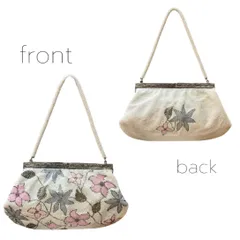 ビーズバッグ　ハンドバッグ　クラシックバッグ　がま口　総ビーズ　花柄　デザインバッグ　ハンドメイド　ヴィンテージ