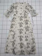 ◇ ⊂ ナチュラルクチュール 柄入り 半袖 ロング丈 ワンピース サイズM ホワイト系 レディース E  【1511250003851】