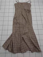 ◇ ⊂ 31 Sons de mode チェック柄 キャミワンピ ノースリーブ ロング ワンピース サイズ36 ブラウン系系 レディース E  【1511250005114】