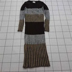 ◇ ⊇ EGOIST エゴイスト シンプル カジュアル ニット 長袖 ロング ワンピース サイズ表記なし ブラウン系 レディース E  【1511250004797】