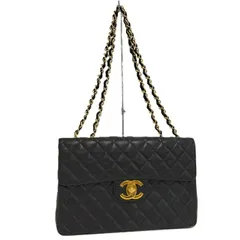 CHANEL チェーンショルダーバッグ デカマトラッセ34 ラムスキン ココマーク ブラック ゴールド A01094