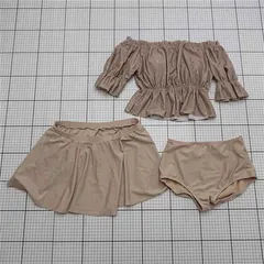 ◇ Θ ナイスクラップ NICE CLAUP オフショルダー水着3点セット ベージュ系 レディース Fサイズ E  【1511250011832】