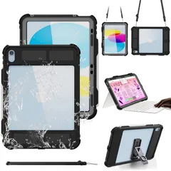 Doo 昇級版 iPad (A16) 11インチ用 防水ケース iPad 第10/11世代対応 防水ケース 防水・防塵・防雪 IP68防水 耐衝撃 Pencil収納 スタンドとストラップ付き 指紋認証とMagic Keyboard Folioに対応 水場 海辺
