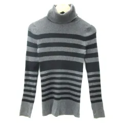 ギャップ GAP リブニット カットソー 長袖 タートルネック ボーダー柄 XXS グレー ブラック 黒 /YM33