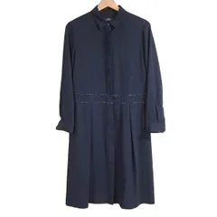 PaulSmith(ポールスミス) ワンピース サイズ40 L レディース - ダークネイビー×黒×マルチ レギュラーカラー/長袖/ロング/シャツワンピ