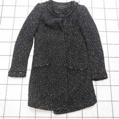 ◇ Θ ユニクロ UNIQLO ウールコレクション ツイードノーカラーコート Sサイズ ブラック系 レディース E  【1511250015120】