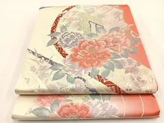 平和屋着物◎西陣　六通柄袋帯　唐織　御所車花文　金銀糸　証紙付き　正絹　逸品　未使用　BAAV2852hj