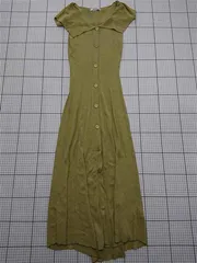 ◇ ⊂ ダズリン dazzlin フレアワンピース 半袖 ボタンデザイン ベージュ系 M レディース E  【1511250016387】