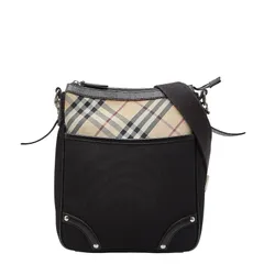 バーバリー ノバチェック 斜め掛け ショルダーバッグ ブラック ベージュ キャンバス レザー レディース BURBERRY【1-0246063】