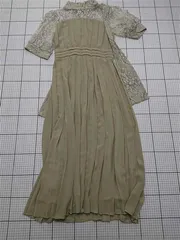 ◇ ⊂ ワンピース レース切替シフォンワンピース ベージュ系 Mサイズ レディース E  【1512010003876】